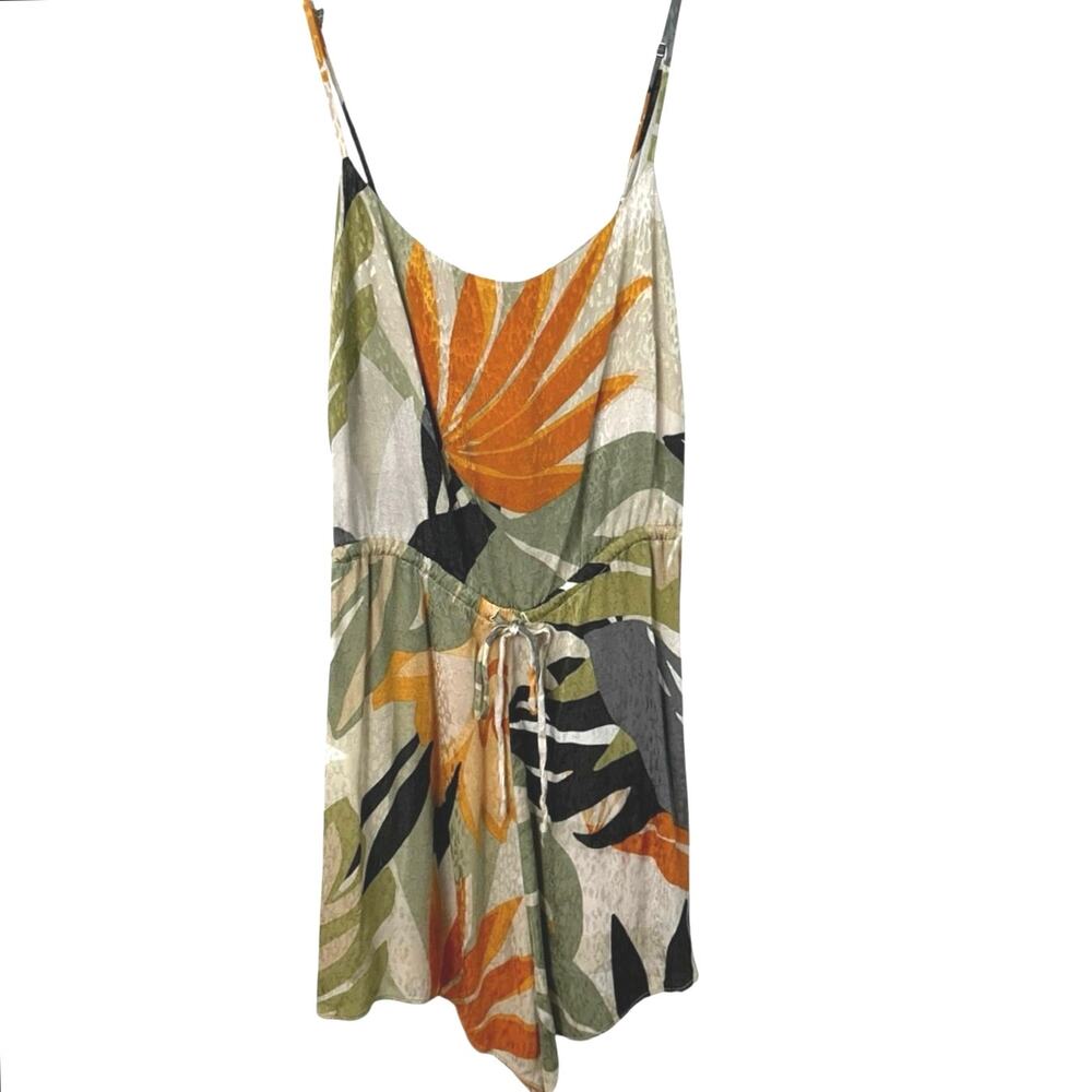Guess Tropical Print Romper in Orange, Green, Black, Cream